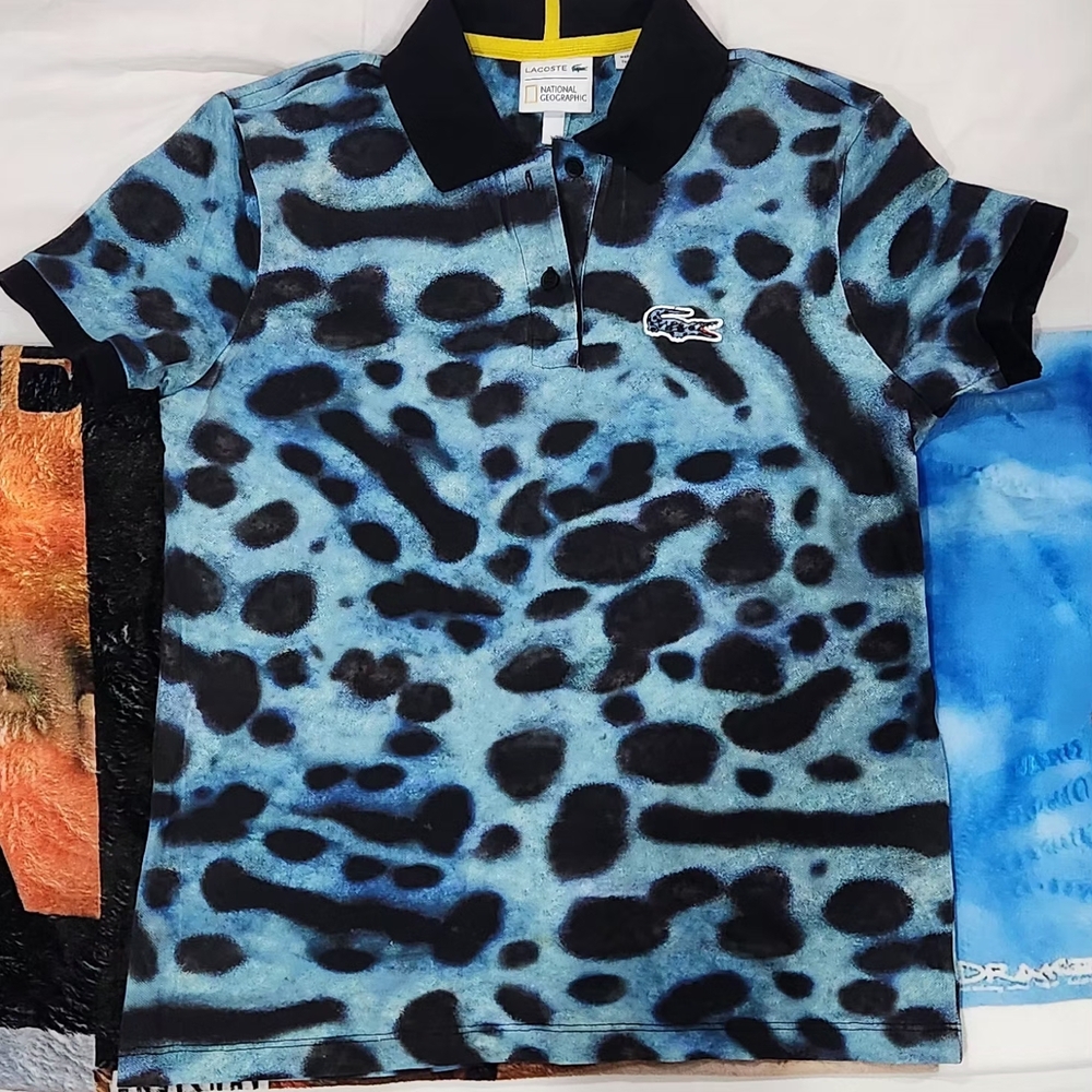 Lacoste Womans Polo with Blue and Black Spots